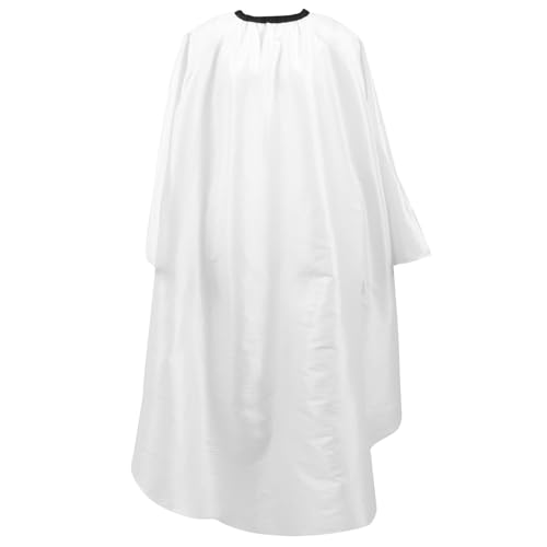 Capa impermeable para cortar cabello con mangas para adultos blanca miniatura 1