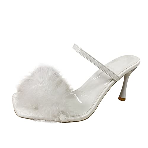 Sandales en peluche blanc 37.5 : style tendance pour vos soirées chic
