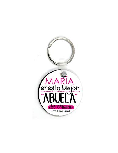 Kembilove Llaveros Personalizados para Abuelas - Llavero Personalizado para Abuela con Nombre - Eres la Mejor Abuela del Mundo Fucsia - Regalo Original para Cumpleaños, Aniversario, Navidad