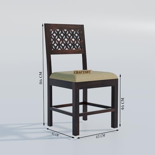 Image of 45 Inch Length Solid Sheesham Wood 4 Seater Dining Table Set | Four Seater Dinner Table with 4 Cushions Chairs | Dinning Table Set 4 Seater for Living Room | Table & Chair Set | Walnut Finish