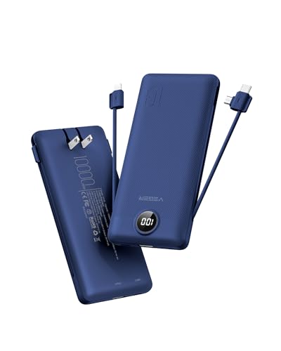 VEGER Portable Charger with Built-in AC Plug and Cables, All...