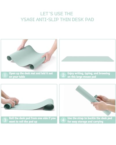 Image of YSAGi Non-Slip Leather Desk Pad L Size, Waterproof Laptop Computer Desk Keyboard Mat, Table Protector Blotter Mat, Large Mouse Pad for Office /Work /Home /Decor(Mint Green, 35.4 inch x 17 inch)