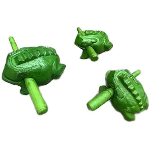 Guiros Percussion Instruments Wooden Frog 3 Piece Set of 4 Inch, 3 Inch, 2.75 Inch, Wooden Frog Musical Instrument (Green Color) Cover
