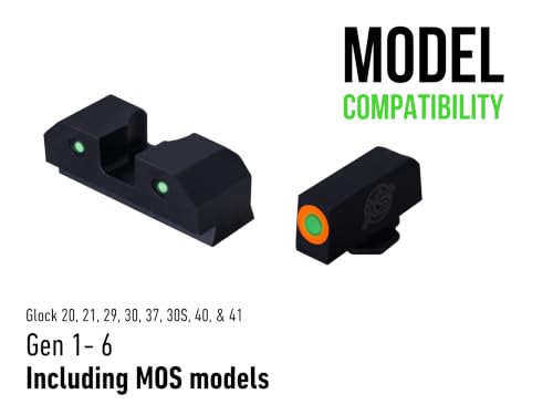 Image of XS Sights 3-Dot Tritium Night Sights, Fits Glock Gen 1 - 6 +MOS Pistols, Dual Illuminated Orange Front Sight Equipped with Tritium /Photoluminescent Glow Dot