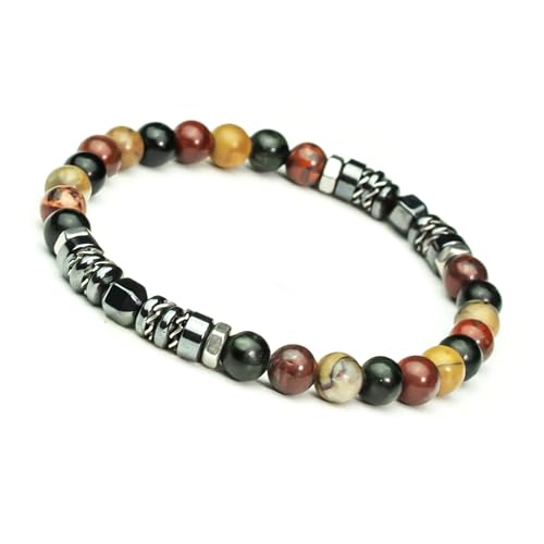 Bracelet style Tibétain mixte en Jaspe Picasso fait main : une idée cadeau