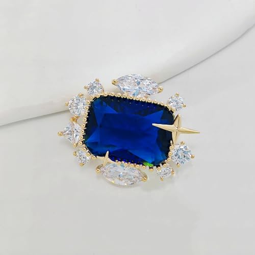 Image of Stunning Cluster Stylish Blue Green Stone Art Deco Collar Pin Lapel Accessory