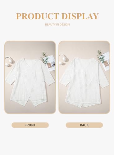 Image of Eytino Plus Size Cardigan for Women Lightweight Half Sleeve Summer Loose Kimono Cardigan Beach Cover Ups(1X-5X)
