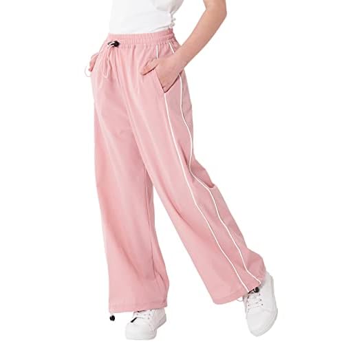 Rolanko Parachute Pants for Girls Y2K Cargo Trousers with Pockets Harajuku Jogger Pants Kids 4-14 Years