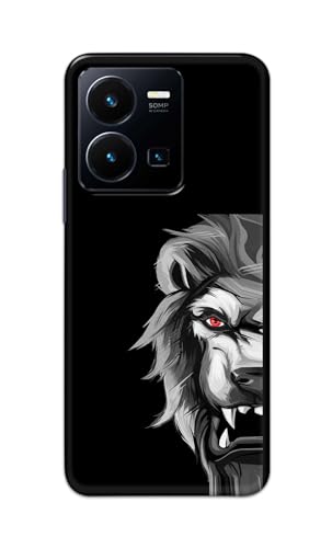 Image of Plastic Printfidaa Printed Hard Back Cover Case For Vivo Y35 4G | Vivo Y22 Back Cover (Angry Lion) -112, Multicolor