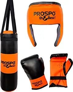 Prospo Boxing Kit Set for Punching Junior Champ Set (Punching Bag/Glove/Headgear), Best Boxing Set, First Learning Boxing Set for Kid Set 1-8 Years Old (Orange-Black) (B0BH8JQRL9) Amazon Price History, Amazon Price Tracker