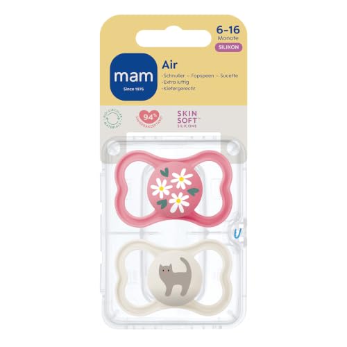 MAM Air Schnuller, 6-16 Monate, Blume/Katze, 2 Stück – Ansicht 2