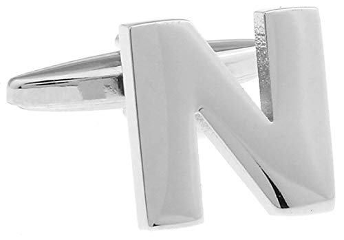 Mancuernillas KnBoB Inicial N en Plata para Camisa de Esmoquin miniatura 4