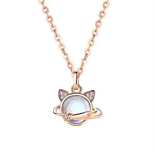 Pendentif Chat Cosmique en argent 925 plaqué platine pour femme