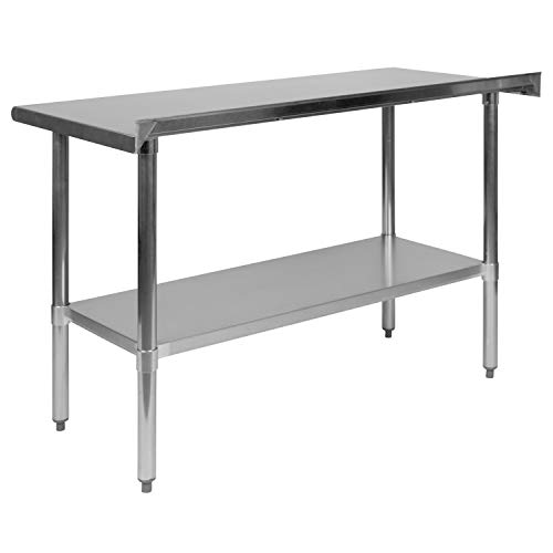 Flash Furniture Rawcliffe Stainless Steel 18 Gauge Prep and Work Table with 1.5" Backsplash and Undershelf - NSF Certified - 48"W x 24"D x 36"H by Flash Furniture - Image 5