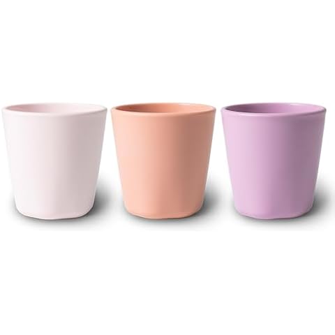 Tiny Twinkle Tableware 3 Pack Cups Set - BPA-Free For Kids and Toddlers - Polypropylene Plastic Tumblers (Rose, Peach, Lilac) Cup Cover