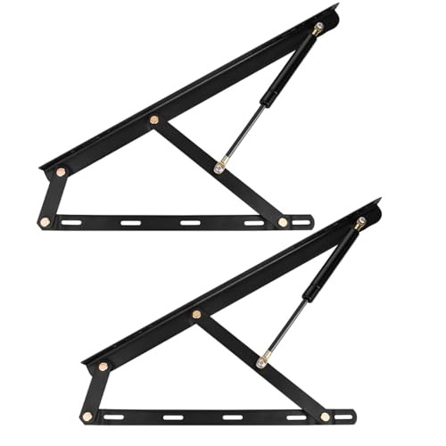 Elevadores de cama de resorte de gas pesado, Mecanismo hidráulico de elevación de cama con almacenamiento (paquete de 2), color blanco y negro, 63-150 cm(Noir,88cm/34.6in)