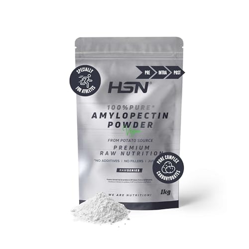 HSN Amilopectina de Patata | Sin Sabor 1 kg (20 Tomas) | 100% Carbohidratos Complejos, 0% Azúcares, Bajo Índice Glucémico, Fácil Digestión | Vegana, Sin Gluten, No-GMO