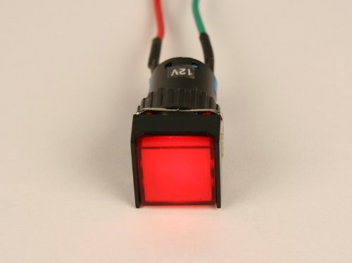 Piloto LED 12V DC, Panel Cuadrado 17mm Rojo miniatura 2