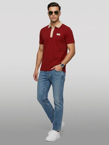 Image of Veirdo Men's Polo T-Shirt Regular Fit, Half Sleeve Contrast Collar Tee, Solid Color Summer Wear, Comfortable Travel, Casual & Office Styling (Sizes S-2XL)