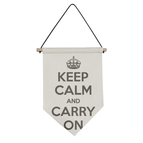 Drapeau en toile Keep Calm And Carry On Noir pour décoration murale