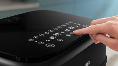 مقلاة هوائية بسلة مزدوجة 2 درج وشاشة لمس بعدد 8 إعدادات مسبقة من سلسلة 3000 بقوة 2750 واط وسعة 9 لتر باتصال هوم اي دي فيليبس لون أسود موديل NA350 09