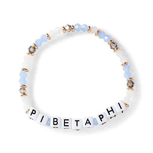 Sorority Shop Pi Beta Phi Bracelet — Glass Bead Bracelet with PBP Name Beads and 18K Gold Accent Beads, Greek Sorority Jewelry for Big Little Sorority Gifts