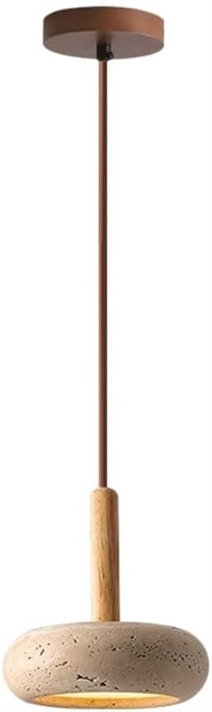 Ceiling lights for bedroom Wabi-Sabi Travertine Shade with Log Hanging Light Mini ing for Kitchen Island Dining Room Yellow Travertine