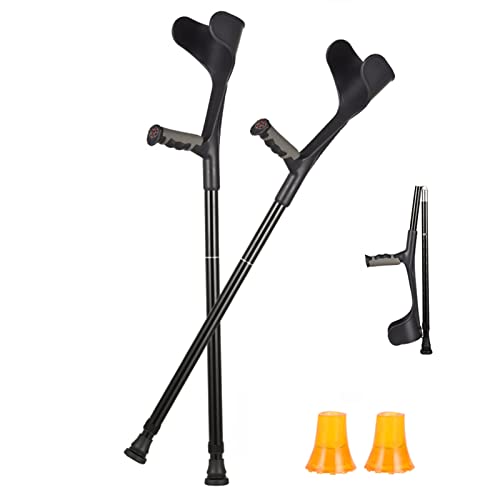 Stampelle per Adulti (Coppia), Stampelle per avambraccio Pieghevoli Portatili, Stampelle telescopiche Regolabili per Camminare, Stampelle in Alluminio Leggero per Viaggi (Grigio/Nero) (Colore : Nero)