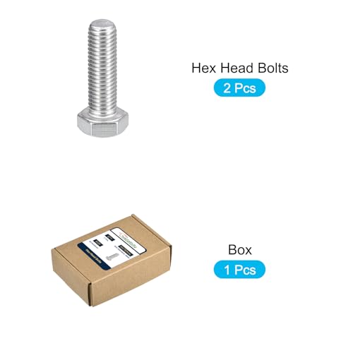 Image of METALLIXITY Hex Bolts (M14-2x45mm) 2Pcs, 304 Stainless Steel Coarse Fully Threaded Hex Head Screw Bolt Machine Screws - for Furniture Repair, Silver