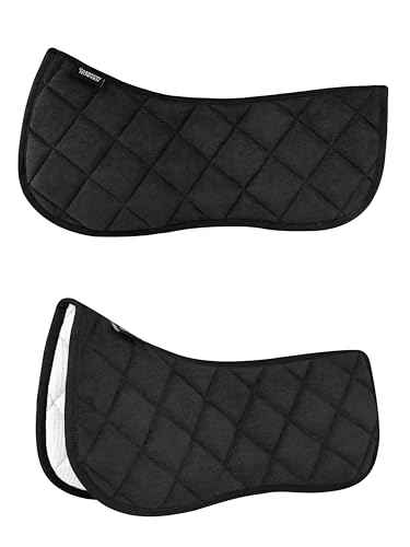 Harrison Howard Half Saddle Pad for Horses, Breathable Shock Absorbing English Saddle Pad for Jumping, Training & Eventing Black