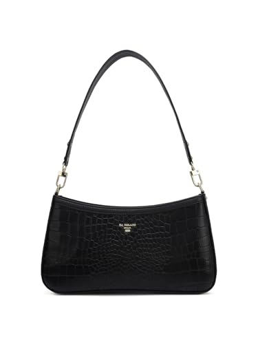 Image of Da Milano Genuine Leather Black Shoulder Bag (00749OL) (Small)