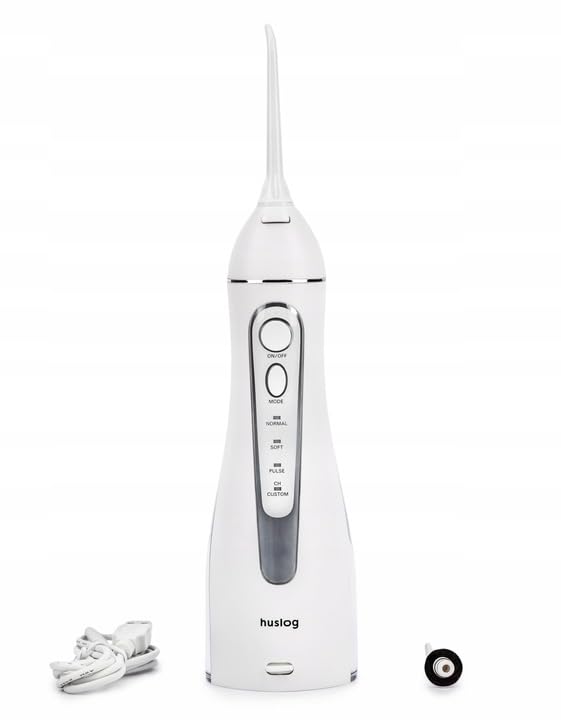 Irrigador Bucal Portátil Inalámbrico IPX7 Impermeable 150ml 4 Modos 2 Boquillas 10-90 PSI Blanco