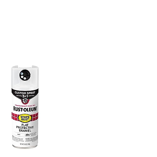 Image of Rust-Oleum Stops Rust Custom 5-in-1 Spray Paint, Flat White | Rust Preventive Protective Enamel, Multi Surface (Metal, Wood and More), Adjustable Dial for Better Control, Fast Dry, 6 Pack