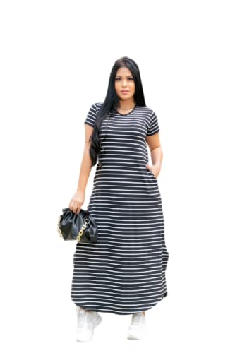 Vestido Longo Saruel Feminino Manga Viscolycra Com Bolso