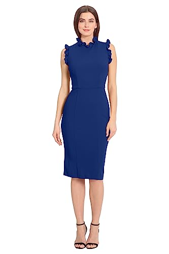 Image of Maggy London Womens Ruffle Neck and Armhole Sheath Dress
