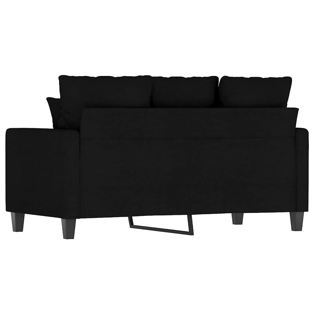 Sofá de 2 plazas de tela negra de 120 cm con reposabrazos y respaldo para salón, habitación de invitados u oficina, cómodo mueble tapizado con espacio de almacenamiento, diseño moderno y