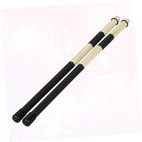Kisangel - Juego de 2 baquetas y cepillos para batería en bambú, con soporte ajustable, para percusión jazz miniatura 7