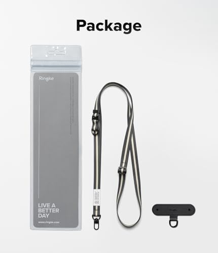 Image of Ringke Holder Link Snap Hook Lanyard [Crossbody Strap + Tether Tab] Adjustable Anti-Theft Shoulder Neck Strap with Durable Nylon Weave Patch for Universal Phone Cases - Maple Brown