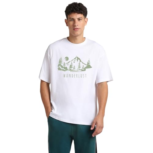 Image of Nobero Men's Oversized Graphic T-Shirt for Men | Soft Cotton | Drop Shoulder Relaxed Fit | Printed Casual Tshirt for Men