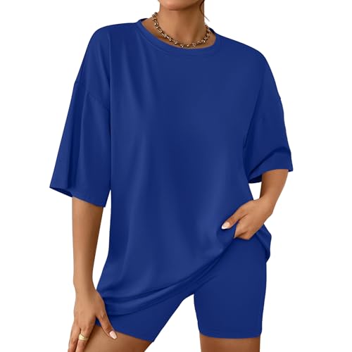 Image of AUTOMET Women 2 Piece Sets Summer Outfits 2026 Two Piece Matching Clothing | Oversized Tshirts,Biker Shorts,Short Sets,Workout Sets,Summer Sets,Lounge sets