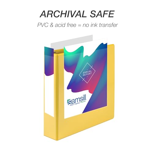 Classeur 3 anneaux jaune Samsill 5,1 cm avec couverture transparente personnalisable