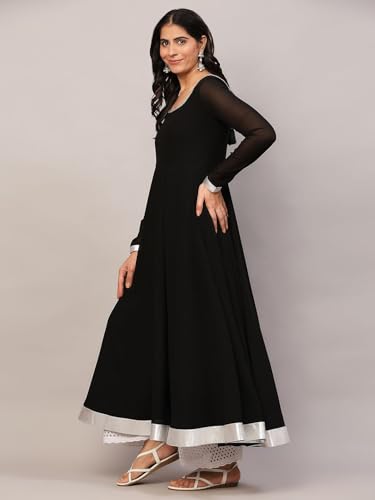 Image of KZA Women's Georgette Hand Embroidered Flared Anarkali Suit for Women | Full Sleeves Flare Anarkali Dress for Woman | Ethnic Flared Anarkali Kurta for Women