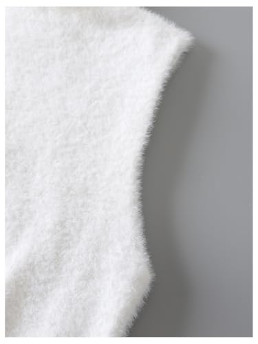 Verdusa Women's Mock Neck Sleeveless Fuzzy Knit Crop Tank Top Sweater Vest4