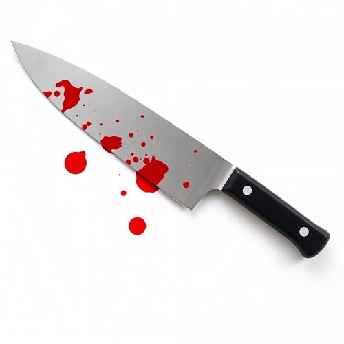 TK Gruppe Timo Klingler Blutiges Fake Messer mit Blut - als Accesoire für Halloween & Fasching - ca. 34 cm - Täuschend Echt für Horror Kostüm