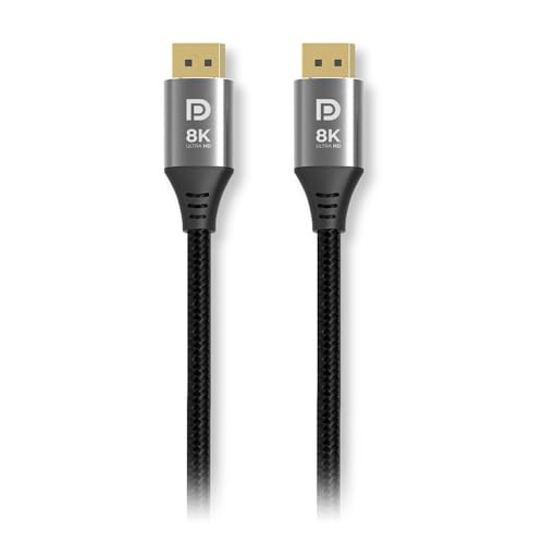1Life Cable DisplayPort Ultra HD 8K 4K 2m Cable de cobre DP 1,4 8K @ 60 Hz 4K @ 144 Hz de alta velocidad HDCP 2.2 con 32,4 Gbit/s, cable DP delgado y flexible de 2m