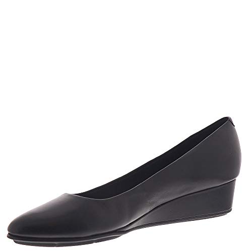 Abelle Black Leather Easy Spirit Wedge Pumps4