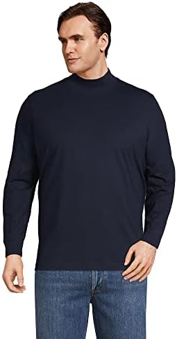 Lands' End Mens Long Sleeve Super-T Mockneck Radiant Navy Big and Tall 3xlt