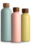 T&N Edelstahl Trinkflasche 750ml, Thermosflasche 0.75l mit Akazienholz Deckel, Isolierte Wasserflasche auslaufsicher bei Kohlensäure, Isolierflasche 750 ml - Nude