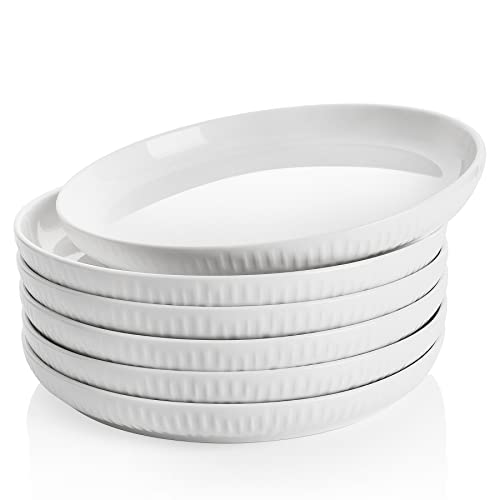 Sweese 175.001 Porcelain Dessert Plates Set Of 6, White Salad Plate, 7.4 Inch #TOP14