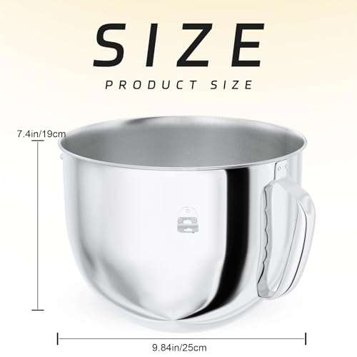 Tazón mezclador acero inoxidable 7QT para KitchenAid miniatura 2